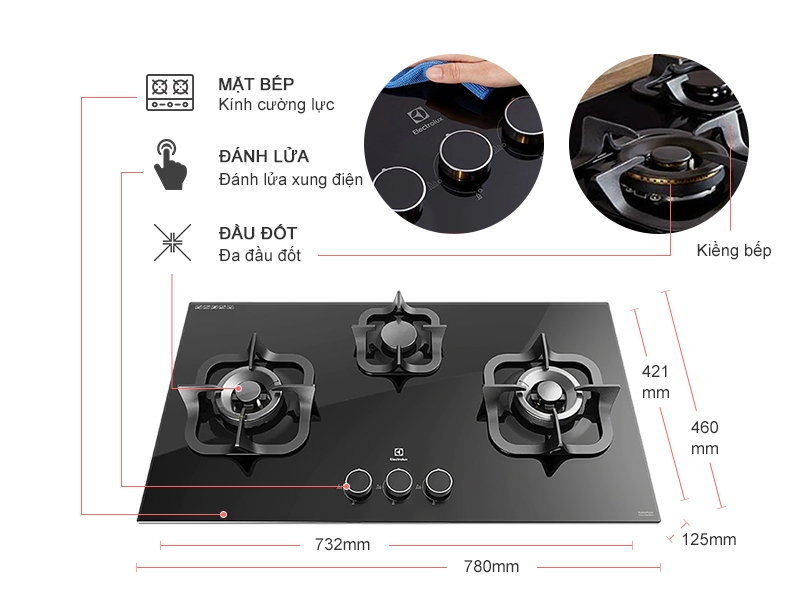 BẾP GAS ÂM ELECTROLUX EGT7838CK
