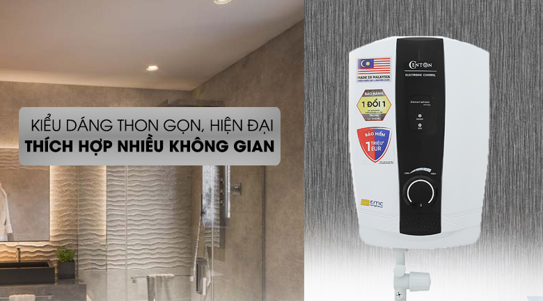 Bình nóng lạnh Centon WH8338E EMC 4500W - Kiểu dáng hiện đại