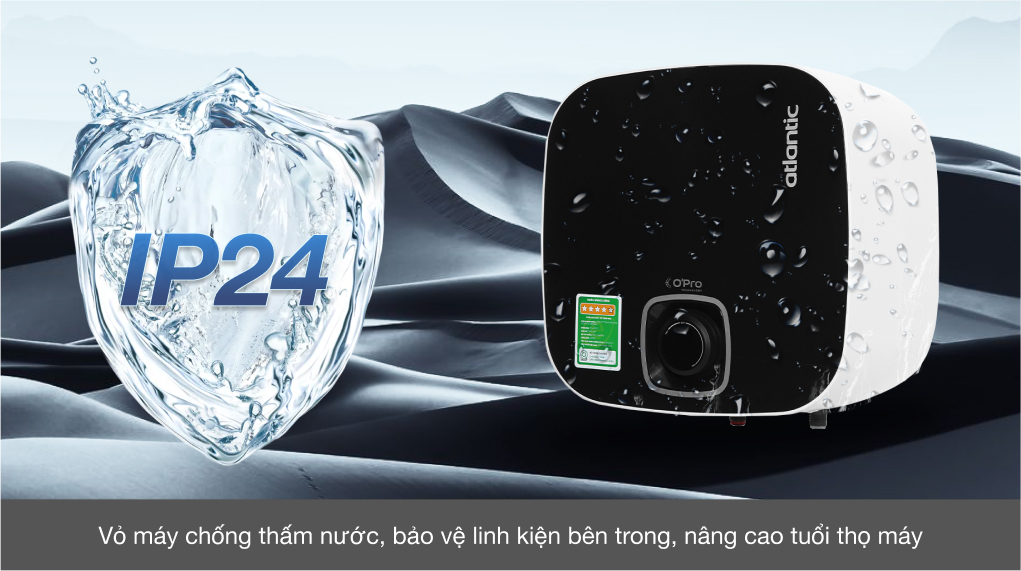 Bình nóng lạnh gián tiếp Atlantic 15 lít 2500W NANTO PLUS SWH 15A M-N2 - Vỏ chống thấm IPX4