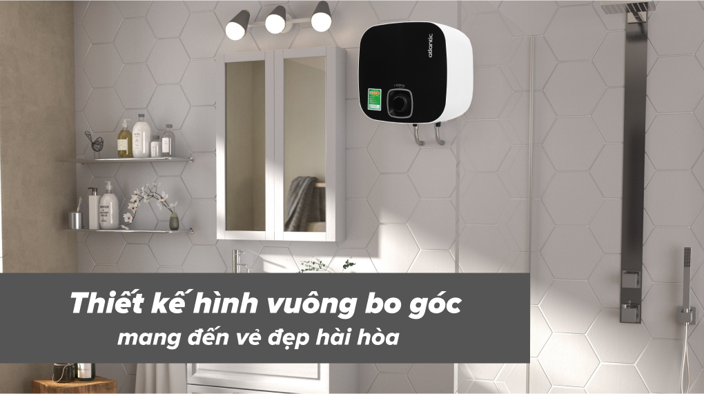 Bình nóng lạnh gián tiếp Atlantic 15 lít 2500W NANTO PLUS SWH 15A M-N2 - Thiết kế sang trọng hiện đại