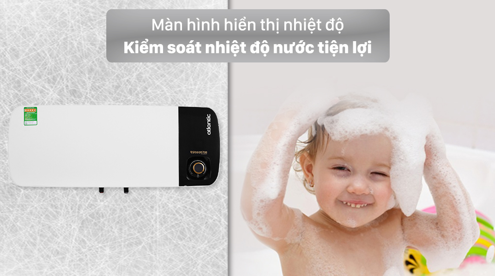 Bình nóng lạnh gián tiếp Atlantic 30 lít 2500W Neo Max SWH 30H M-2 833023 - Màn hình hiển thị giúp kiểm soát nhiệt độ nước