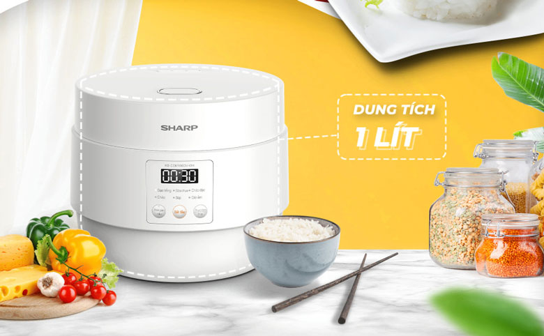 Nồi cơm điện tử Sharp KS-COM100DV-WH - Dung tích 1 lít