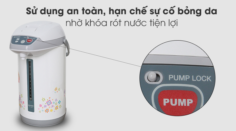 Khóa rót nước an toàn của Bình thủy điện Sharp KP-Y40PV-CU 4 lít Khóa rót nước an toàn của Bình thủy điện Sharp KP-Y40PV-CU 4 lít