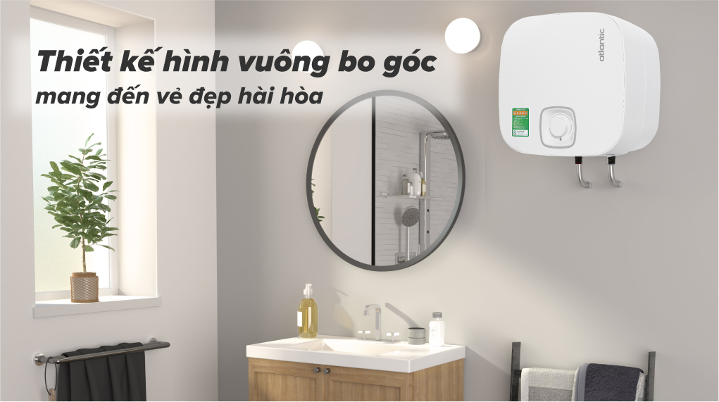 Bình nóng lạnh gián tiếp Atlantic 15 lít 2500W NANTO LITE SWH 15A M-N1 - Thiết kế nhỏ gọn, hiện đại