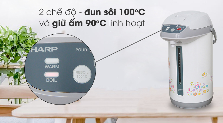 Nhiệt độ sôi và giữ ấm của Bình thủy điện Sharp KP-Y40PV-CU 4 lít Nhiệt độ sôi và giữ ấm của Bình thủy điện Sharp KP-Y40PV-CU 4 lít