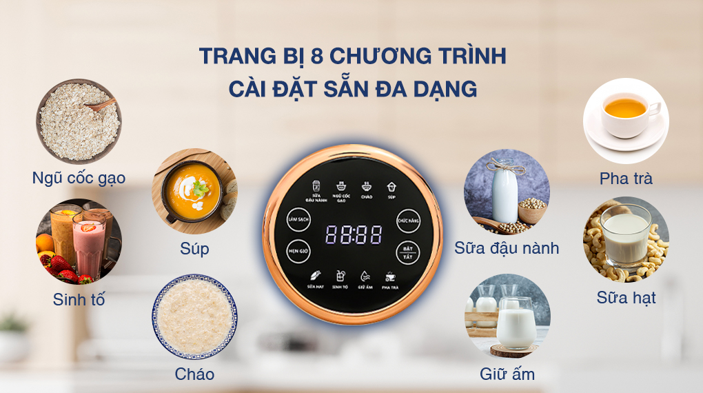 Máy làm sữa hạt Rapido RHB-600D - Chương trình cài đặt sẵn Máy làm sữa hạt Rapido RHB-600D - Chương trình cài đặt sẵn