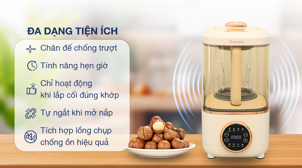 Máy làm sữa hạt Rapido RHB-600D - Tiện ích Máy làm sữa hạt Rapido RHB-600D - Tiện ích