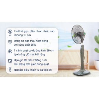 Quạt đứng Senko 7 cánh DR1608 65W có điều khiển new 2026
