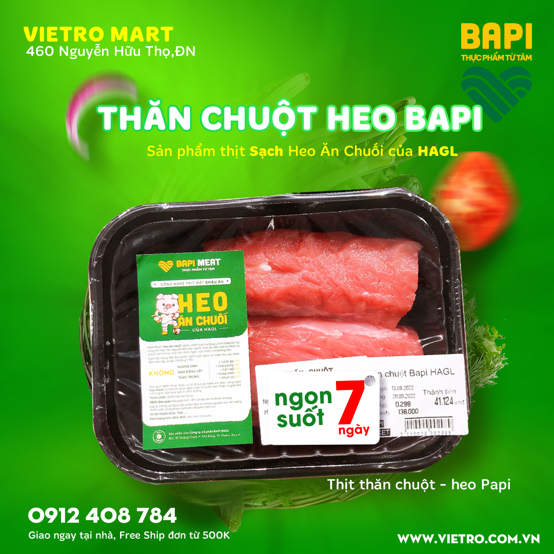 Thịt Thăn Chuột - heo ăn chuối - Bapi (KG), thịt heo ăn chuối HAGL tại ...