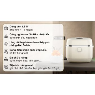 Nồi cơm cao tần Sharp 1.8 lít KS-IH18IX-WH new